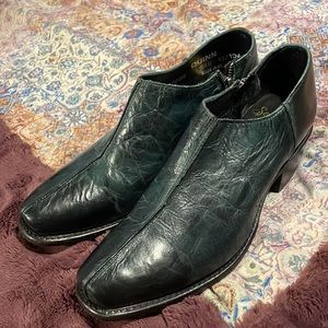 Sonora Quinn Booties Teal Blue Leather Side Zip Ankle Boots Women's Sz 9.5